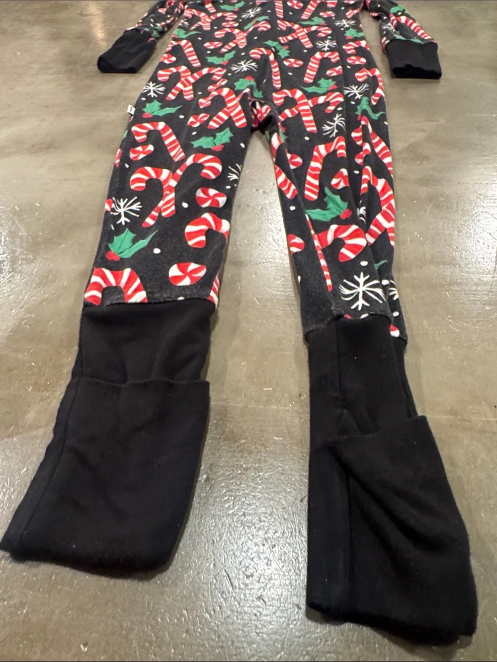 Little Sleepies merry Mints Black Candy Cane Print Footie Pajamas
